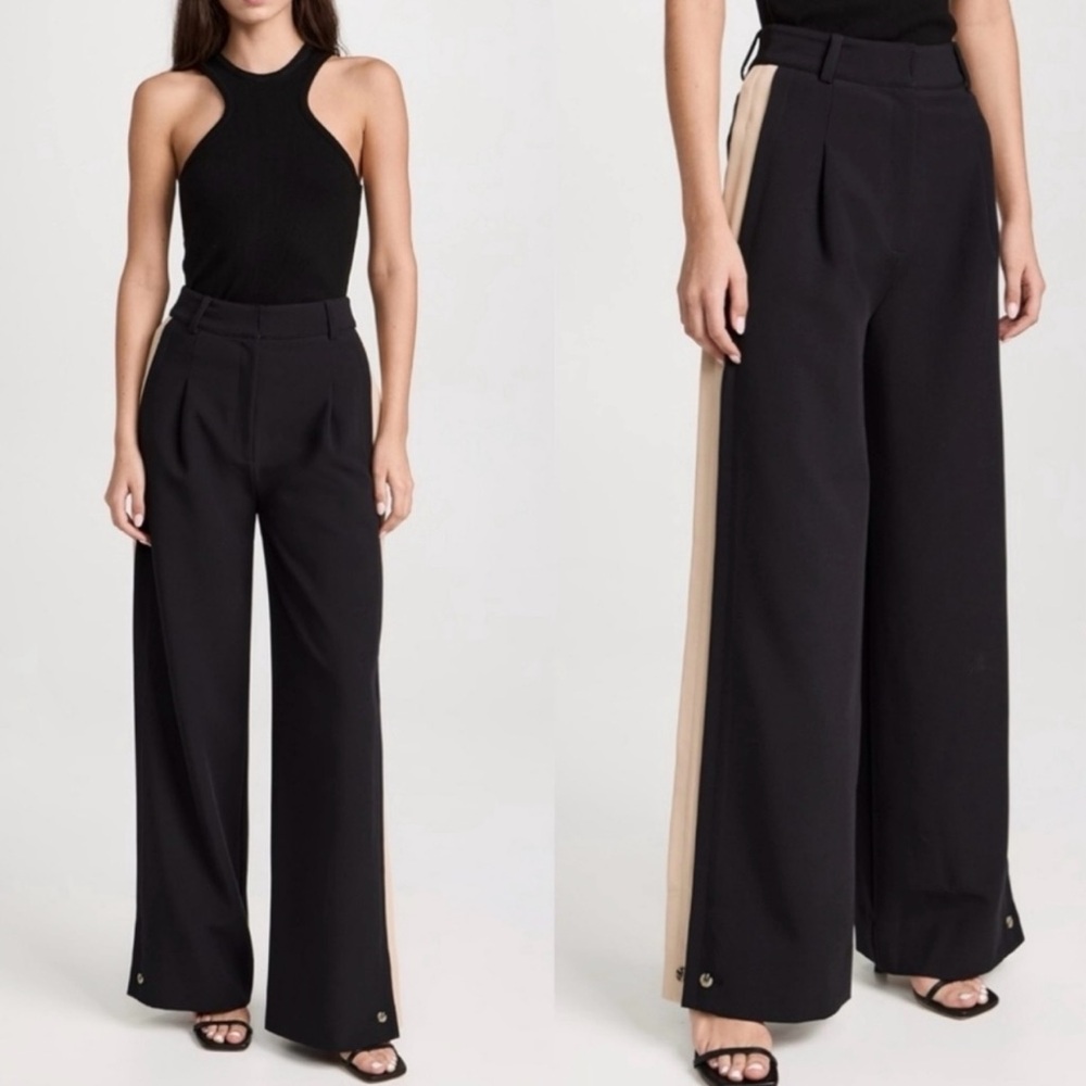 FAVORITE DAUGHTER The Margaret Wide Legs Pants Trousers Black and Beige Size 4.